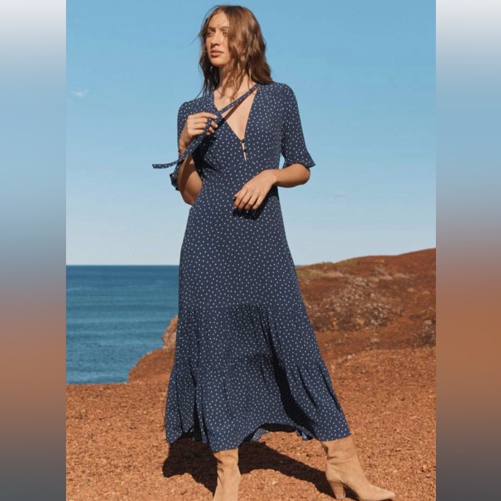 August the label avalie viola dress - navy dots
